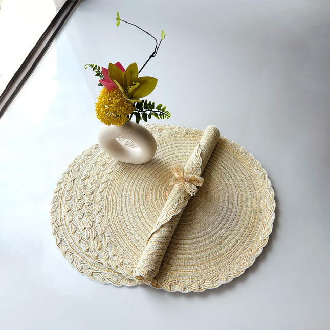 WEAVEMYTH 15" Braided Round Placemats (Set of 6)