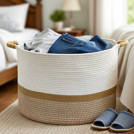 WEAVEMYTH Large Cotton Rope Storage Basket-65L