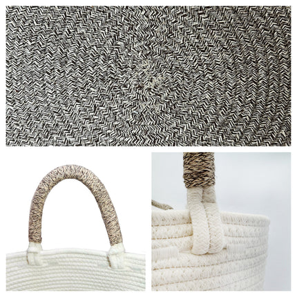 WEAVEMYTH 56L Large Woven Cotton Rope Laundry Basket