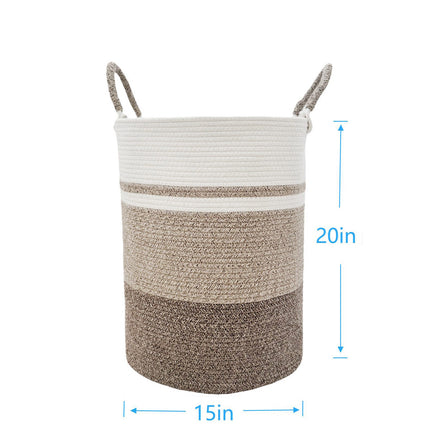 WEAVEMYTH 56L Large Woven Cotton Rope Laundry Basket