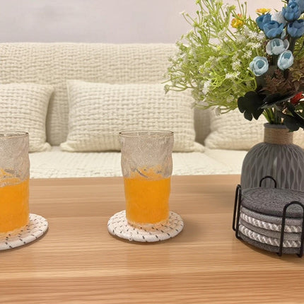 WEAVEMYTH Minimalist Cotton Drink Coasters (Set of 8 + Holder)